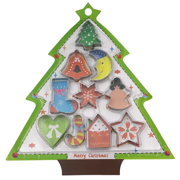 Imagen de Cortante de metal para galletitas x10, diseño de navidad, en blister